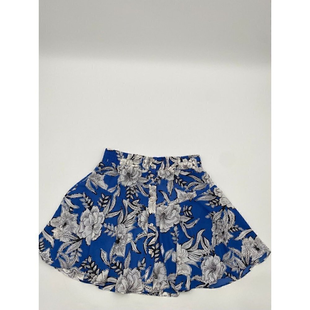 Lovers + Friends Fountain Riviera Blue Floral Snap Front Mini Skirt Women Size M